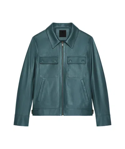 Givenchy Long-sleeved Leather Jacket In Fir Green
