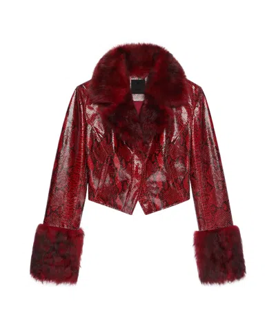 Givenchy Long-sleeved Leather Jacket In Wine/red