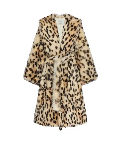 Givenchy Oversized Coat In Fur With Leopard Print In Multicolor