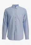 Givenchy Button-down Shirt With Pointed Collar And Embroidered Detail In Blue