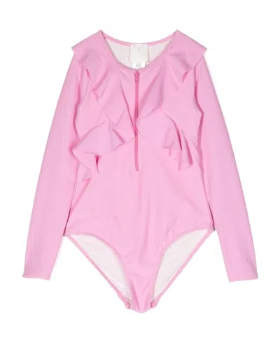 Givenchy Long-sleeved One-piece Swimsuit In Pink