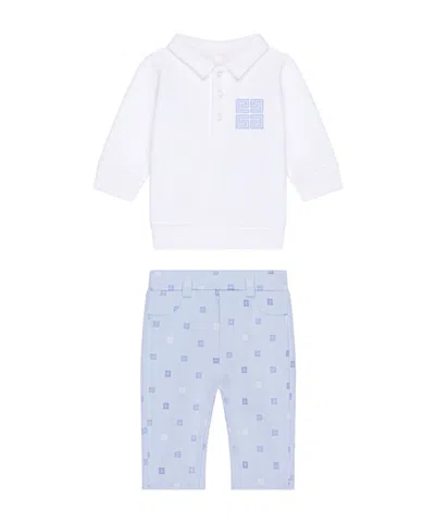 Givenchy Long-sleeved Polo Shirt And Pants Set In Light Blue