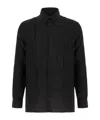 Givenchy Silk Shirt With Front Pleats And Pointed Collar In Black