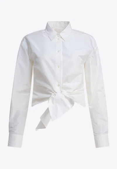 Givenchy Long-sleeved Silk Shirt With Tied-bow In White