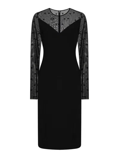 Givenchy Bi-material Dress With 4g Motif In Black
