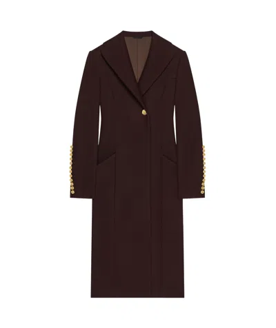 Givenchy Womens Notch-lapel Two-slip-pockets Regular-fit Wool Coat Russet Brown