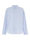 GIVENCHY LIGHT BLUE STRIPE SHIRT WITH LOGO LETTERING EMBRODERY IN COTTON MAN