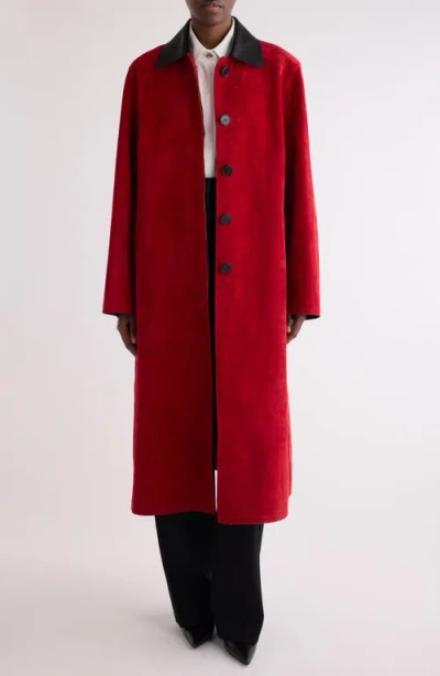 Givenchy Long Suede Coat In Red