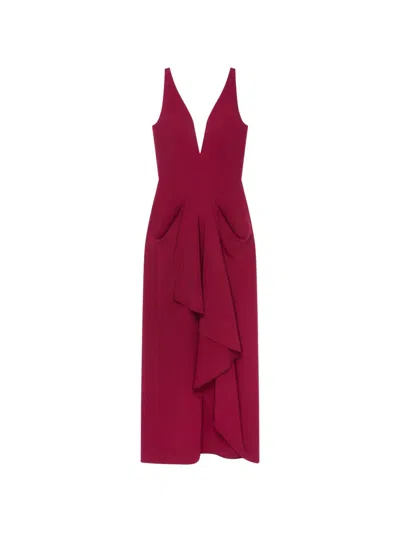 Givenchy Long Wrapped Dress In Crepe Cady In Pink