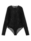 Givenchy Logo Monogram Semi-sheer Bodysuit In Negro