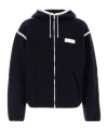 Givenchy Wool Hooded Jacket Contrast Trim Pockets In Blue