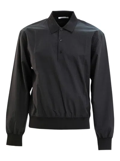 Givenchy Long-sleeved Polo Shirt With Ribbed Details In Black