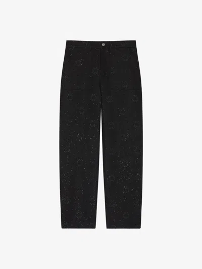 Givenchy Loose Fit Jeans In Monogram 72 Denim With Sequins In Black