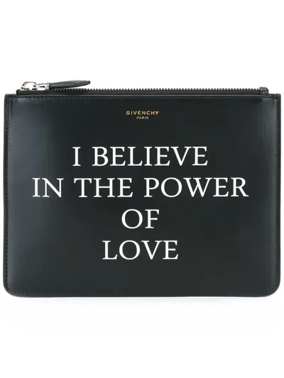 Givenchy Love Printed Clutch In Black