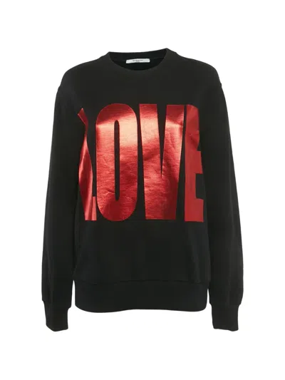 Pre-owned Givenchy Love-print Crew-neck Sweater In Black