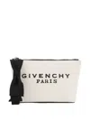Givenchy Embroidered Logo Cotton Linen Canvas Pouch In White