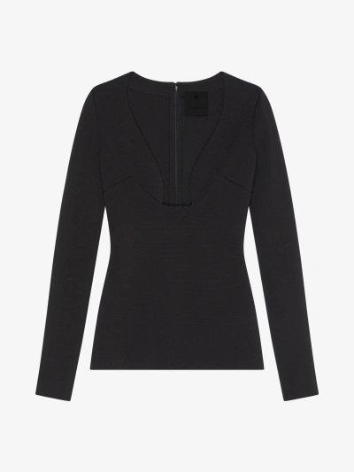 Givenchy Low-cut Sweater In Punto Milano In Black