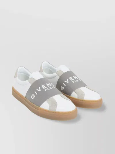 Givenchy Low Top Leather Sneakers With Grey Elastic Band In White