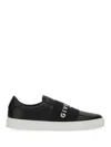 Givenchy Calfskin Leather Sneakers With Printed Logo And Contrasting Sole In Black