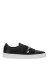 Givenchy Calfskin Leather Sneakers With Printed Logo And Contrasting Sole In Black
