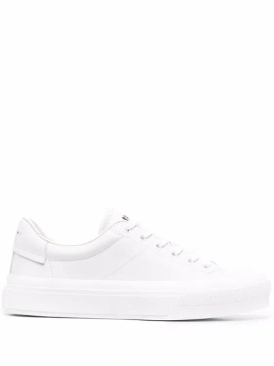 GIVENCHY LOW-TOP WHITE CALF LEATHER SNEAKERS