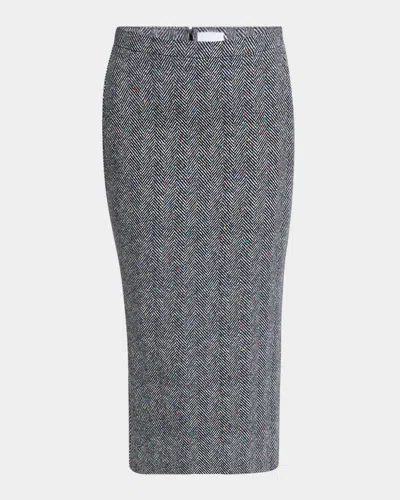 Givenchy Low-waist Kick-back Herringbone Skirt In Black