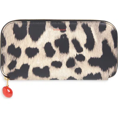 Givenchy Lucky Charms Printed Leather Zip Wallet In Black/beige