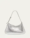 Givenchy Lucky Small Lock Shoulder Bag In Metallic Leather In Light Silvery