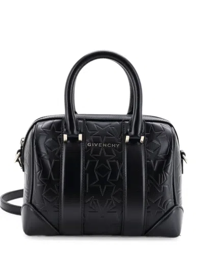 Pre-owned Givenchy Lucrezia Duffle Bag Embossed Leather Micro Shoulder Bag In Black