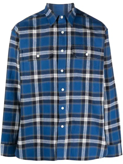 Givenchy Lumberjack Check-print Cotton Shirt For Men (fw23) In Blue