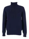 Givenchy Ribbed Turtleneck Jumper Cuffs Hem In Blue