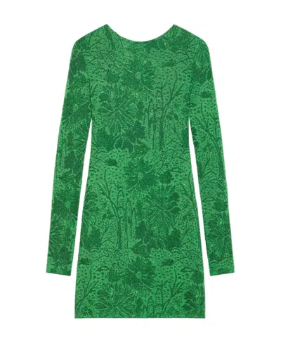 Givenchy Dress In Lurex With Floral Jacquard In Green