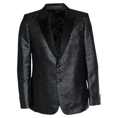Pre-owned Givenchy , Lurex Jacquard Logo Blazer In Black
