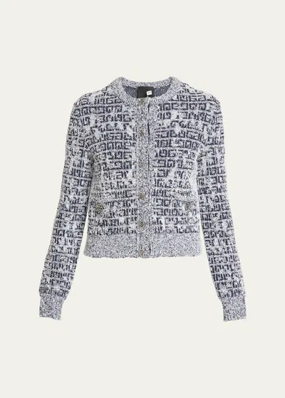 Givenchy Cardigan In 4g Tweed With 4g Detail In Blue