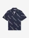 Givenchy Convertible-collar Logo-print Silk-twill Shirt In Blue
