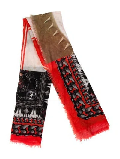 Pre-owned Givenchy Madonna 17 Printed Scarf In Orange
