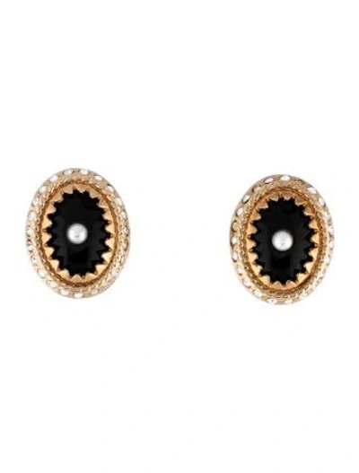Pre-owned Givenchy Magnetic Enamel, Crystal & Faux Pearl Stud Earrings In Multicolor