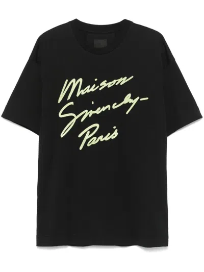 Givenchy Black Maison '' T-shirt In 013-black/green