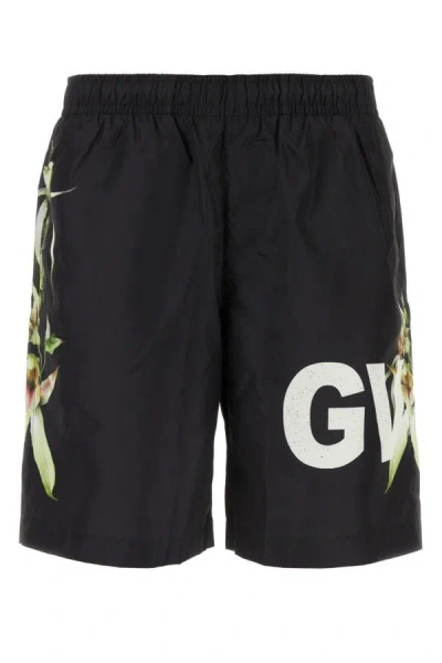 Givenchy Man Black Polyester Swimming Shorts In Brown