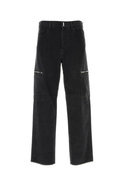 GIVENCHY GIVENCHY MAN BLACK STRETCH DENIM CARGO JEANS