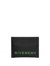 Givenchy G-essentials Branded Leather Card Holder In Black/green