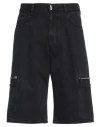 Givenchy Denim Cargo Shorts With Logoed Zips In Black