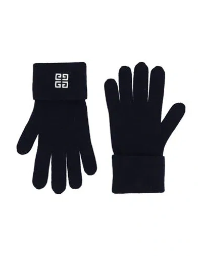 Givenchy Man Gloves Midnight Blue Size Onesize Wool, Cashmere