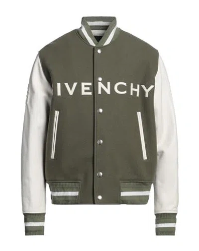 Givenchy Man Jacket Military Green Size 38 Calfskin, Wool, Polyamide