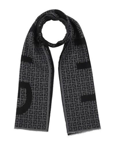 Givenchy Man Scarf Charcoal Size - Wool, Virgin Wool, Silk In Gray