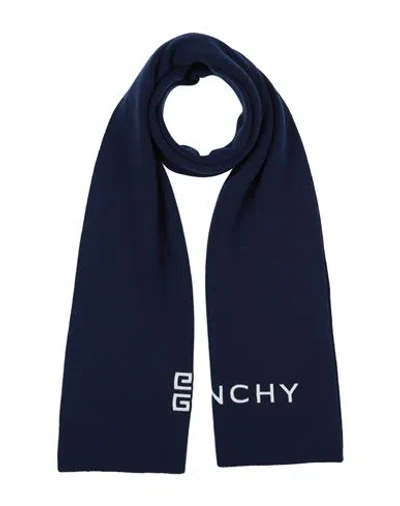 Givenchy Man Scarf Navy Blue Size - Wool, Cashmere In Navy Blue