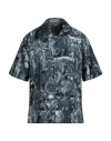 Givenchy Man Shirt Slate Blue Size 16 Silk In Blue