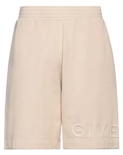 Givenchy Men's Bermuda Shorts In Embroidered Fleece In Beige
