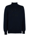 Givenchy Turtleneck Sweater In Cotton With Paris Embroidery Clothing In Blue