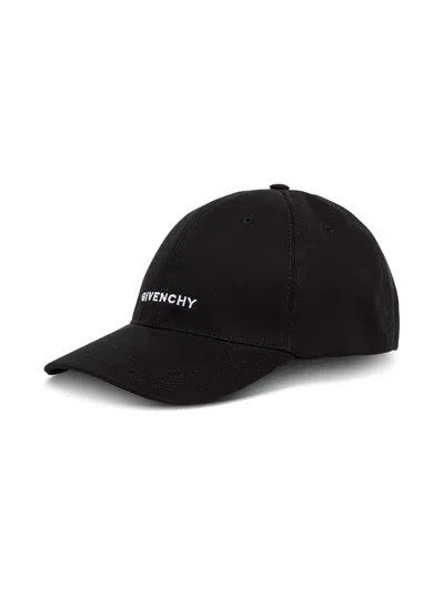Givenchy Mans Black Cotton Blend Hat With Logo In Nero